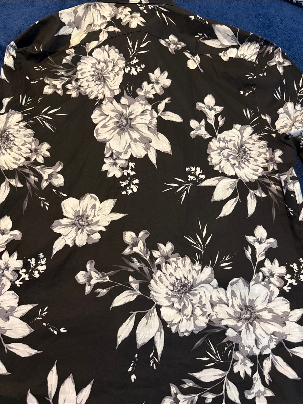 Men's Black Floral Button-Down Shirt - Modern Fit Express Slim 1MX - Picture 5 of 6